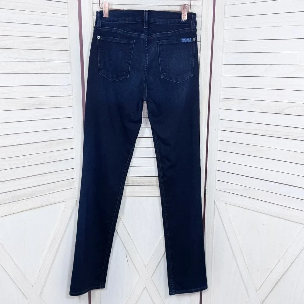 7 For All Mankind Kimmie Straight Leg Jeans Dark Blue 28 - Picture 3 of 14